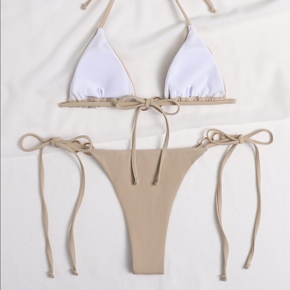 Ring Linked Micro Triangle Thong Bikini Swimsuit - Picture 2 of 3